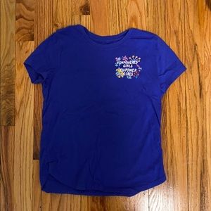 This is a blue tee shirt that is superrr cute!